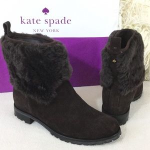 Kate Spade♠️BRAND NEW brown suede faux fur boots
